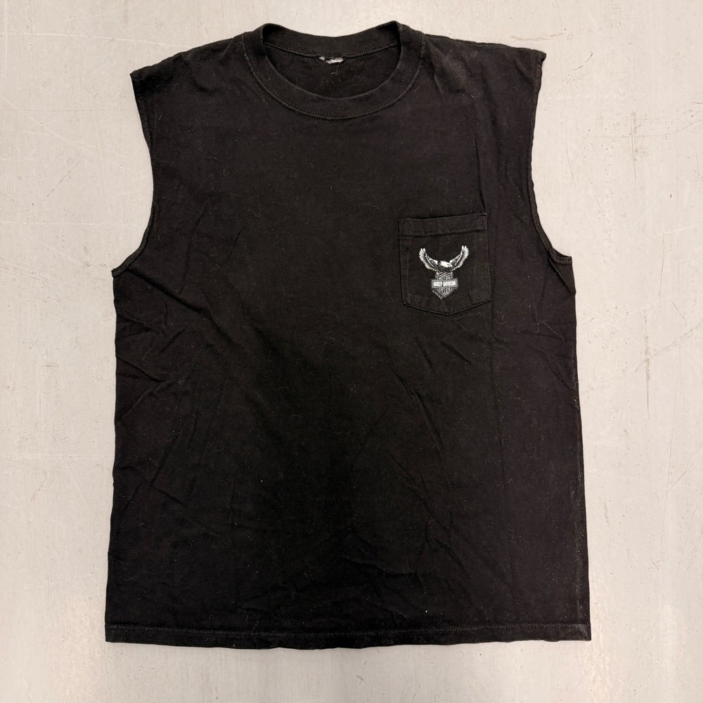 Vintage 2000 Harley Davidson Redwood Eureka CA Sleeveless Muscle T-Shirt Black L - Picture 12 of 12